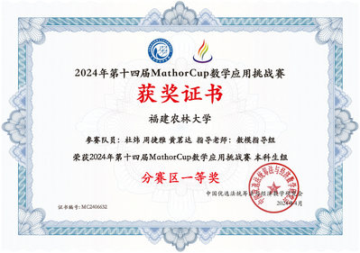 全国MathorCup高校数学建模挑战赛一等奖